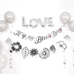 [오너클랜]럭셔리 메탈 플라워 가랜드 실버 기념일 파티 장식