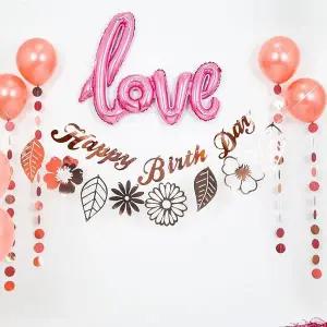 [오너클랜]럭셔리 메탈 플라워 가랜드 로즈골드 기념일 파티장식