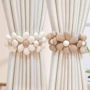 [에이치플러스몰]침실 장식용 플라워 커튼끈 고정밴드 예쁜 악세사리