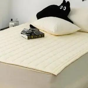 퀸침대패드 순면 퀸패드 밴딩 베이지 사계절 침대패드 패드 Q