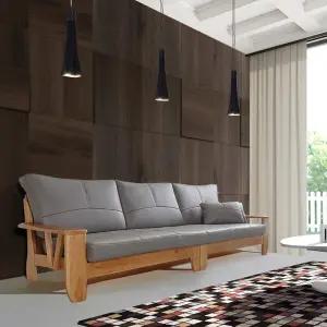 아레스 이태리 면피가죽 원목소파(4인용/ 스툴별매/소쿠션증정)