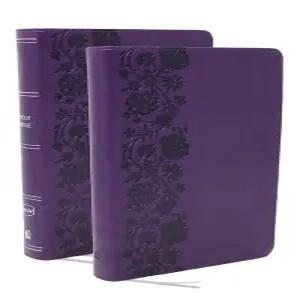 NKJV 성경 저널 세트 개인 크기 상호 참조가 포함된 대형 인쇄 보라색 가죽소프트