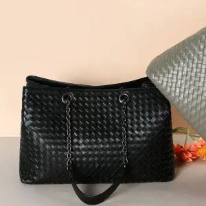 [셀러에이드]숄더백 양가죽 위빙기법 체인콤비 스트랩36.5x21x14cm