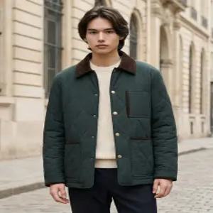헤지스 남성 26SS HZJU6A103E3 그린 스트레치 퀼팅 패딩점퍼22473055322343724