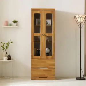 [우아미가구]파준 2단 서랍 유리 장식장 600