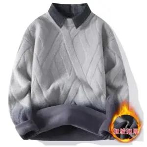 남친 추동 이너 투피스 페이크 넥 데일리 셔츠 스웨터 기모 그러데이션 도톰 솔리드 카디건 다올4