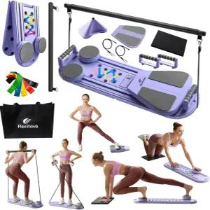 리포머 필라테스 보드 - 다기능 홈 운동 키트 가정용 세트 복근 트레이너 저항 밴드