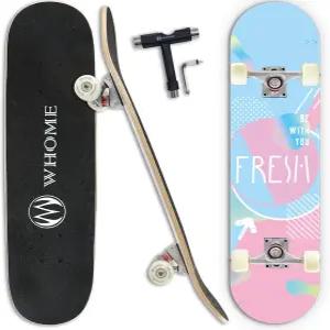 성인 청소년/소녀 초급/소년용 WHOME 스케이트보드 - 31 x8 프로 표준 T-툴 포함 8겹 알파인 메이플 데크