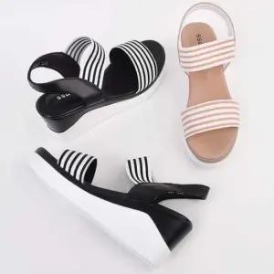 여성 여름 웨지샌들 밴딩 스트랩 가벼운 쌈지샌달