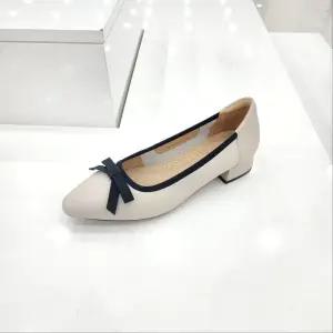 [탠디]by미셸 x24203 소가죽 소재 4cm굽 앞 장식 여성 펌프스 구두 cc5_CC