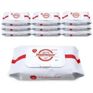 의약외품 메디와이퍼 소독티슈 80매 캡형 x10팩 항균 손소독 인증