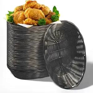 체르디아 12팩 플라스틱 타원형 바구니 8.6 X 6.3 2.1 인치 직조 빵 작은 빈 선물 제공 주방 레스토랑