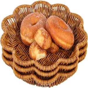 Fvstar 3pcs 폴리 위커 빵 바구니 모방 직조 과일 테이블탑 트레이 진열 보관 주방 레스토랑 시장