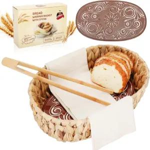 돌이 있는 빵 워머 바구니 토르티야 서빙용 워밍 스톤이 주방 애호가를 위한 이상적인 제빵사 선물 남녀 새