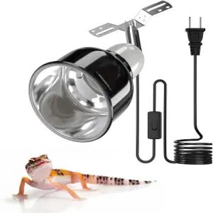 글로우업 파충류 열 램프 고정 장치 스위치가 있는 3.5인치 딥 돔 도마뱀 및 작은 수족관용 소형 E26 소켓