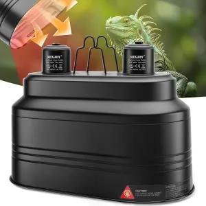 MIXJOY 듀얼 파충류 조명 기구 최대 160W 각 열 램프 별도의 스위치가 있으며 도마뱀 거북이 뱀 양서류를