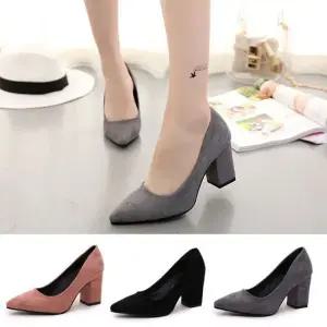 그레이 여자구두 여성 가을 구두 스웨이드 신발 여자구두