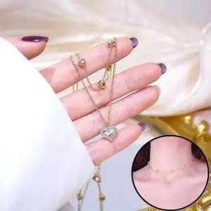 [셀러에이드]T0390 큐빅 하트 목걸이 패션 여자 친구 선물 골드