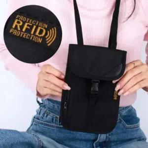 여권커버 블랙 버클형 해킹방지 해외 여행 여권 지갑 파우치 미