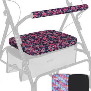 바이브 롤레이터 워커 시트 및 등받이 커버 - 노인용 탈착식 세척 가능 액세서리 유니버설 세트, 설치하기 쉬운 특별한 디자인, 노인을 위한 훌륭한 선물 (핑크 플로럴)