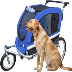 부야 대형 반려동물 트레일러 자전거 및 충격 조거 - 블루
