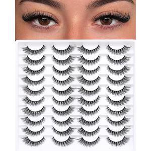 아젠로 인조 속눈썹 20쌍 위스피 밍크 14mm 3D 푹신한 고양이 눈 스타일 20-061)