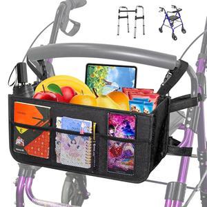 업그레이드 롤레이터 바구니, 접이식 워커 보관용 바구니 가방, 가방 컵 홀더, 대용량 액세서리 정리함(롤레이터 전용)