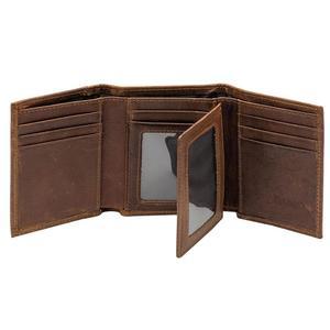 남성용 가죽 지갑 트라이폴드 RFID 차단 정품 브라운)