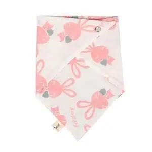 유아스카프 국내제작 이중거즈 핑크래빗 스카프빕 턱받이 순면