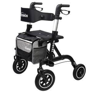 노인용/ 롤레이터 워커 접이식 롤링 워커, 좌석 330파운드 용량 10인치 휠 핸드 그립 조절 가능 높이 경량 알루미늄 탈착식 등받이 지지대 7210(블랙)