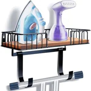 TJ.MOREE 다리미 보드 걸이 금속 벽걸이 및 홀더 세탁실 장식 대형 보관 블랙