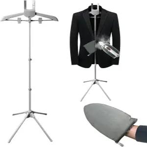 다림질 장갑이 달린 의류 찜기 걸이 휴대용 조절 가능한 옷걸이 스탠드