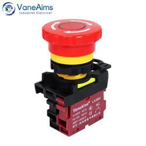 호환 22mm LA36M 비상 정지 스위치 잠금 가능 푸시 버튼 12v 24v 220v 10A 1NC 2NC 빨간색 버섯 헤드 E-Sto