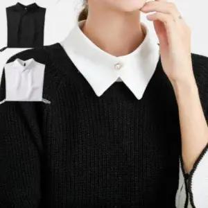 고급 레이어드 페이크 진주 블라우스 카라 페이크셔츠