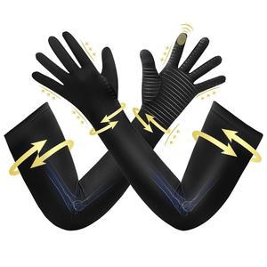 여성용 주 구리 롱 압박 염 장갑 터치스크린 팁이 있는 손가락 손 손목 터널용 팔 누름 지지 슬리브 림프 핑거