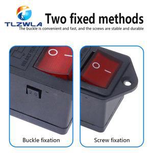 호환 인렛 플러그 핀 커넥터 3핀 IEC320 C14 전기 소켓 LED 250V 로커 스위치 황동 10A 퓨즈 컴퓨터 마운트