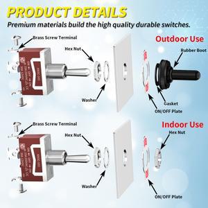 호환 3PCS 30A 방수 토글 스위치 12V ON Off 3 핀 SPDT 볼트 DC 웨이 (자동차용 부트 캡 커버 포함)
