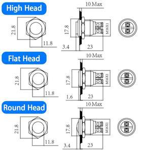 호환 하이 플랫 헤드 방수 순간 리셋 금속 푸시 단추 스위치 나사 터미널 자동차 엔진 초인종 PC 전원 16mm