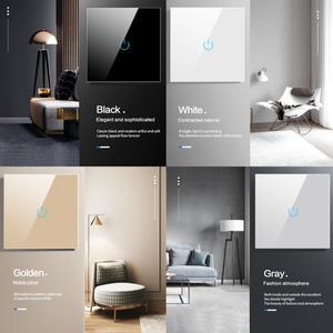 호환 라이트 터치 스위치 센서 EU 표준 강화 크리스탈 유리 패널 4 색 전원 1/2/3 갱 단방향 220V 벽 램프