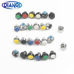 호환 12mm 방수 순간 1no 돔형 푸시 버튼 스위치 핀 피트/스크류 터미널 셀프 리셋 알루미나 블랙 온-오프