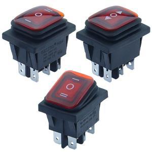 호환 순간 로커 스위치 6 플랫 핀 리셋 양면 스프링은 릴리스 후 중간으로 돌아갑니다. 밝은 빨간색 12-24V