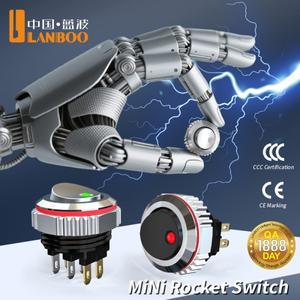 호환 LANBOO 16MM 원형 로커 스위치  고전류 7A  2NO/2NO2NC 옵션  크롬 도금 버튼 산화 검정색