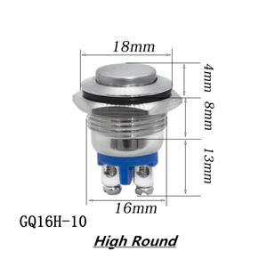 호환 50PCS 16mm 3A/250VAC Anti-Vandal 순간 강철 금속 푸시 버튼 자동차 스위치 자체 복귀 IP67 방수 플