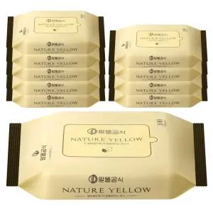 알뜰공식 네이처 옐로우 물티슈 리필형 100매 10개 캡티슈 대용량 휴대용 업소용 차박준비물 일회용 두꺼운