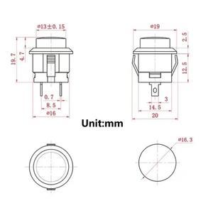 호환 5/20/100Pcs R13-507 2Pin 셀프 리셋 6A 버튼 스위치 16mm 푸시 ON-OFF 라운드