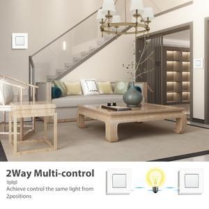 호환 BSEED 2 팩 버튼 라이트 스위치 1/2/3Gang 2Way 벽 조명 플라스틱 프레임 On Off For Stairs 10A 250V