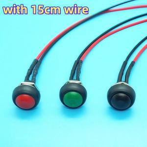 호환 12mm 순간 푸시 버튼 스위치 켜기 끄기 미니 라운드 방수 PBS-33B 3A 125V AC  사전 납땜 와이어 BOYU