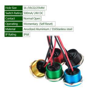 호환 IP68 방수 피에조 터치 스위치 16mm 22mm 순간 금속 푸시 버튼 풀 스파용 수중 압전