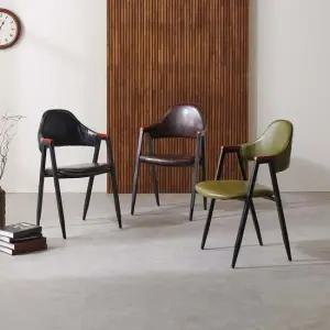 팔유블랙 우드암 철제 카페의자 편안한의자 (3color)