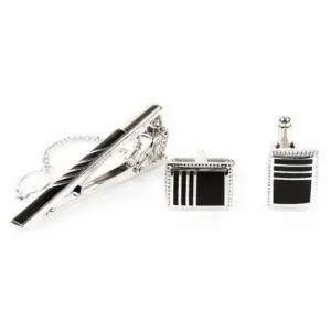 [패션] 블랙줄 커프스링크넥타이핀세트